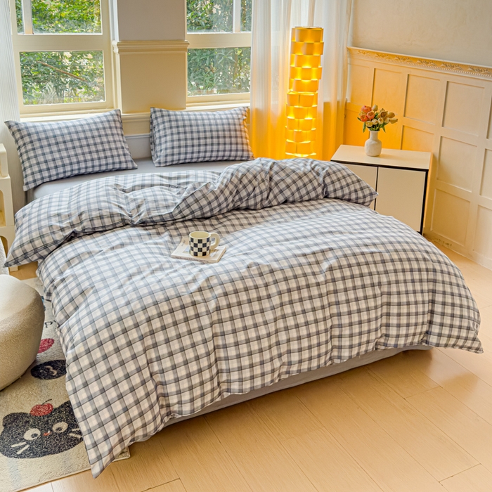 91家纺网 家纺一手货源 找家纺 感遇家纺 2026新款全棉纯棉印花13372四件套 达美-灰