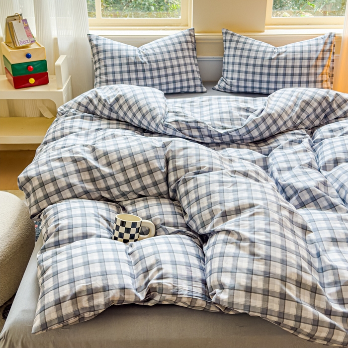 91家纺网 家纺一手货源 找家纺 感遇家纺 2026新款全棉纯棉印花13372四件套 达美-灰