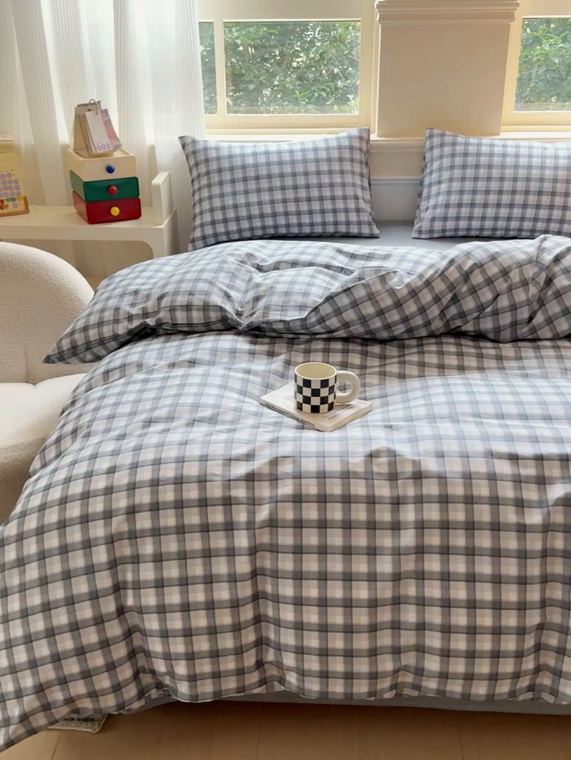 91家纺网 家纺一手货源 找家纺 感遇家纺 2026新款全棉纯棉印花13372四件套 达美-灰