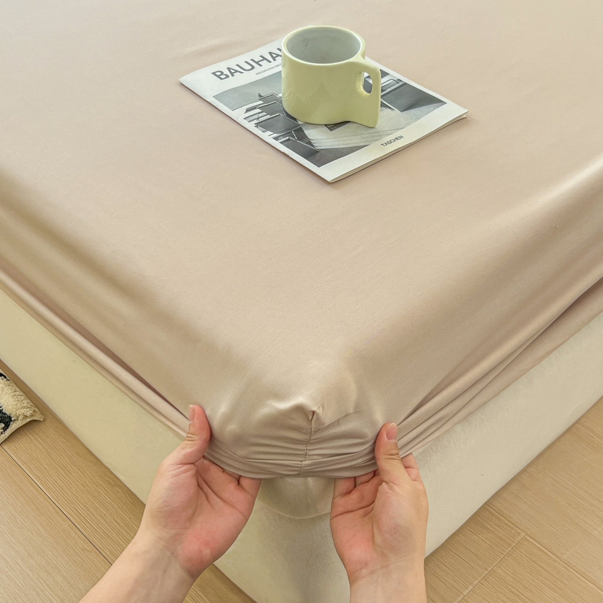 91家纺网 家纺一手货源 找家纺 卡诗兰 2025新款外贸跨境电商亚马逊速卖通单床笠三件套欧美尺寸多多跨境平台TEMU SHEIN 卡其