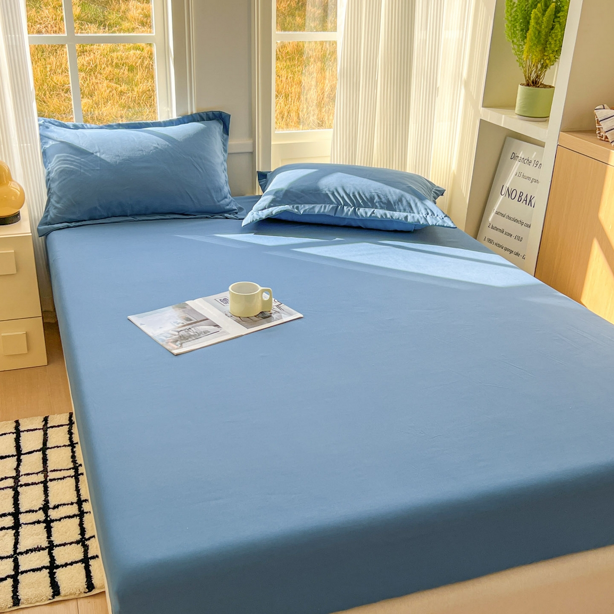 91家纺网 家纺一手货源 找家纺 卡诗兰 2025新款外贸跨境电商亚马逊速卖通单床笠三件套欧美尺寸多多跨境平台TEMU SHEIN 海蓝