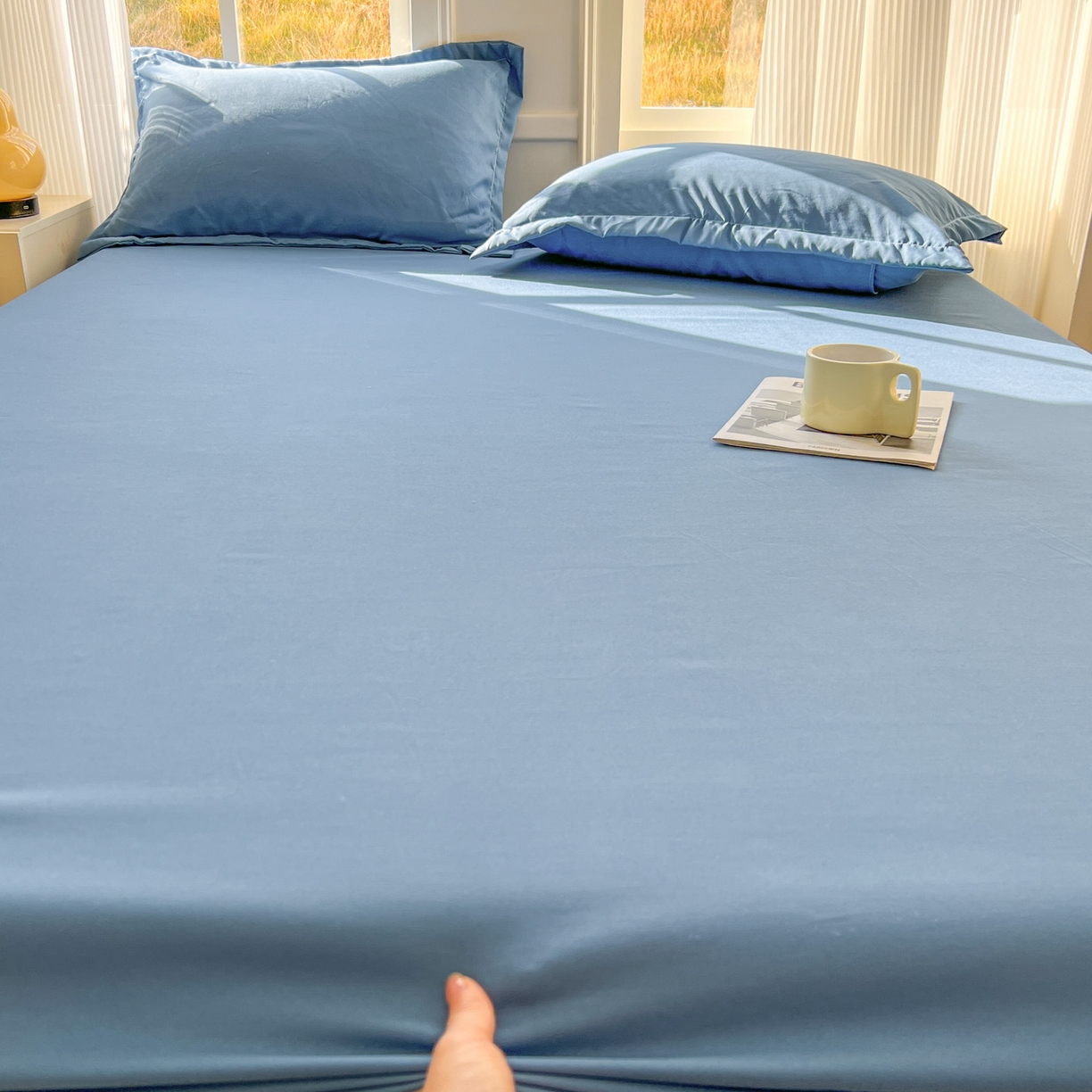 91家纺网 家纺一手货源 找家纺 卡诗兰 2025新款外贸跨境电商亚马逊速卖通单床笠三件套欧美尺寸多多跨境平台TEMU SHEIN 海蓝