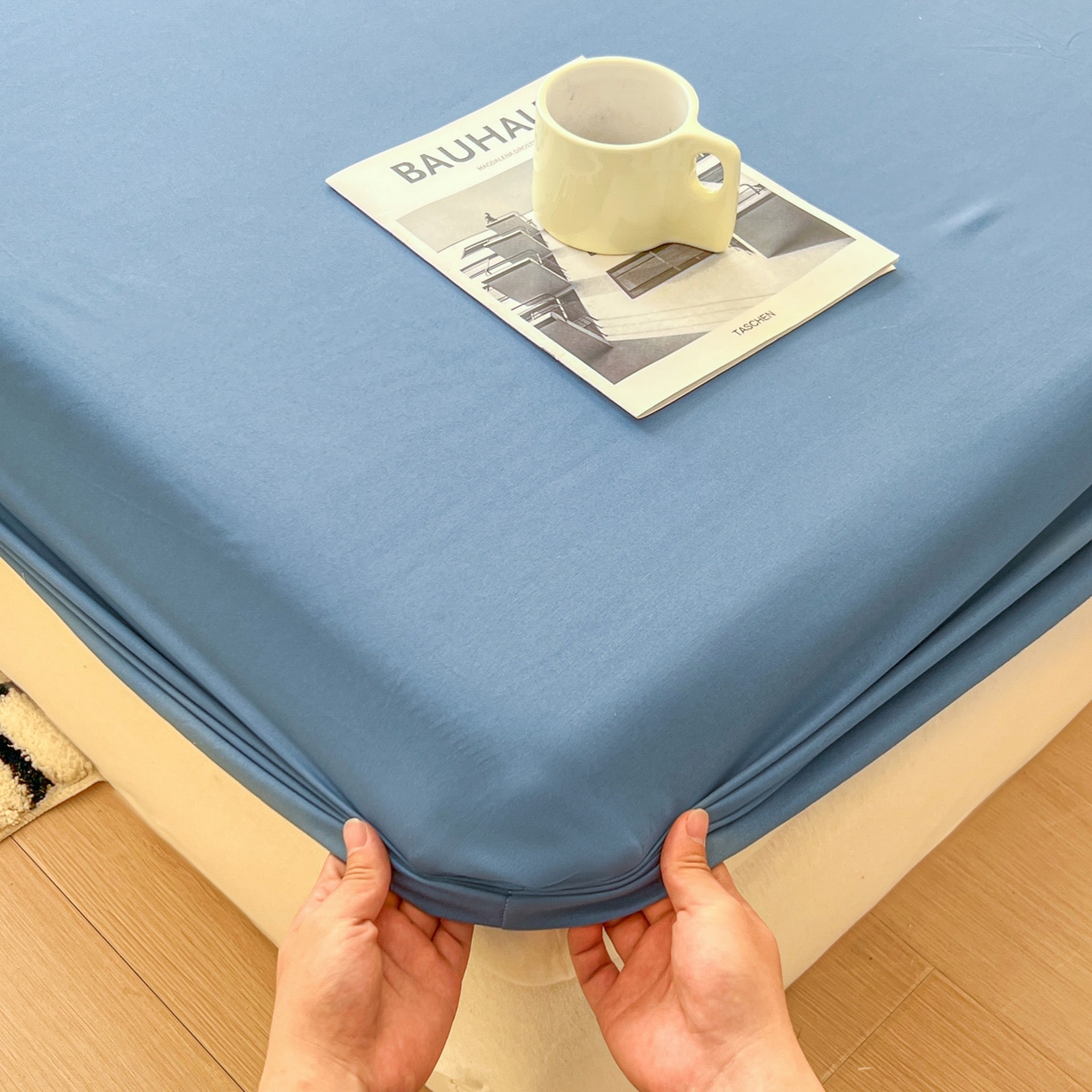 91家纺网 家纺一手货源 找家纺 卡诗兰 2025新款外贸跨境电商亚马逊速卖通单床笠三件套欧美尺寸多多跨境平台TEMU SHEIN 海蓝