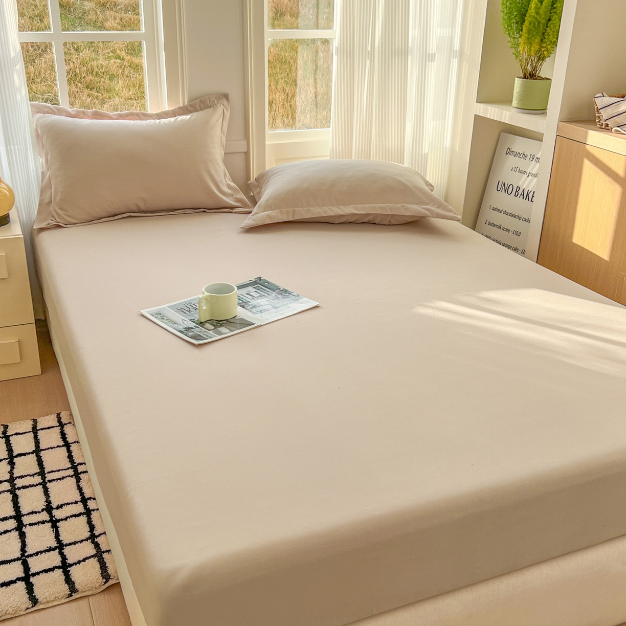 91家纺网 家纺一手货源 找家纺 卡诗兰 2025新款外贸跨境电商亚马逊速卖通单床笠三件套欧美尺寸多多跨境平台TEMU SHEIN 卡其