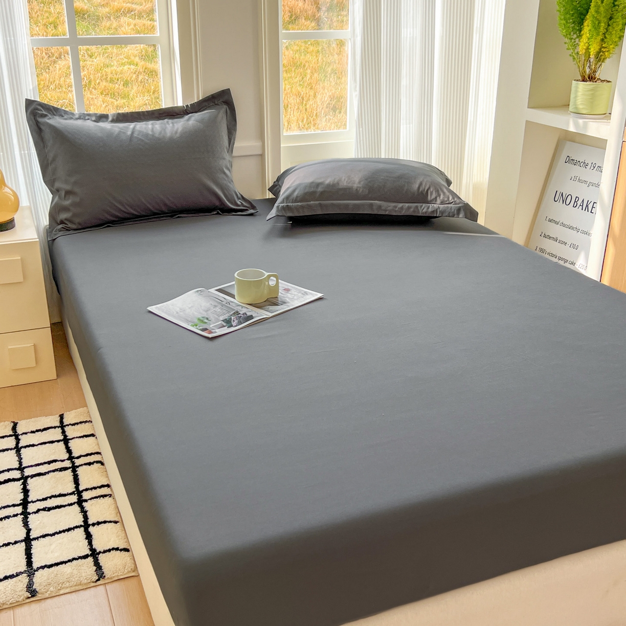 91家纺网 家纺一手货源 找家纺 卡诗兰 2025新款外贸跨境电商亚马逊速卖通单床笠三件套欧美尺寸多多跨境平台TEMU SHEIN 深灰