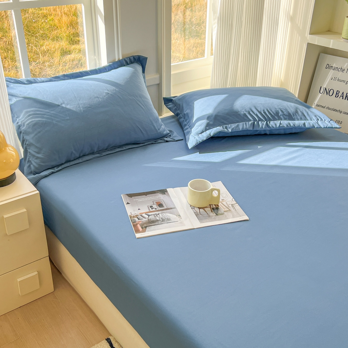 91家纺网 家纺一手货源 找家纺 卡诗兰 2025新款外贸跨境电商亚马逊速卖通单床笠三件套欧美尺寸多多跨境平台TEMU SHEIN 海蓝