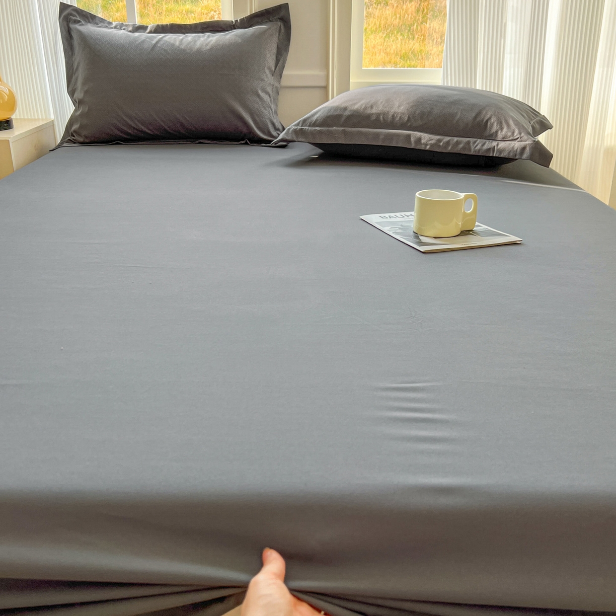 91家纺网 家纺一手货源 找家纺 卡诗兰 2025新款外贸跨境电商亚马逊速卖通单床笠三件套欧美尺寸多多跨境平台TEMU SHEIN 深灰