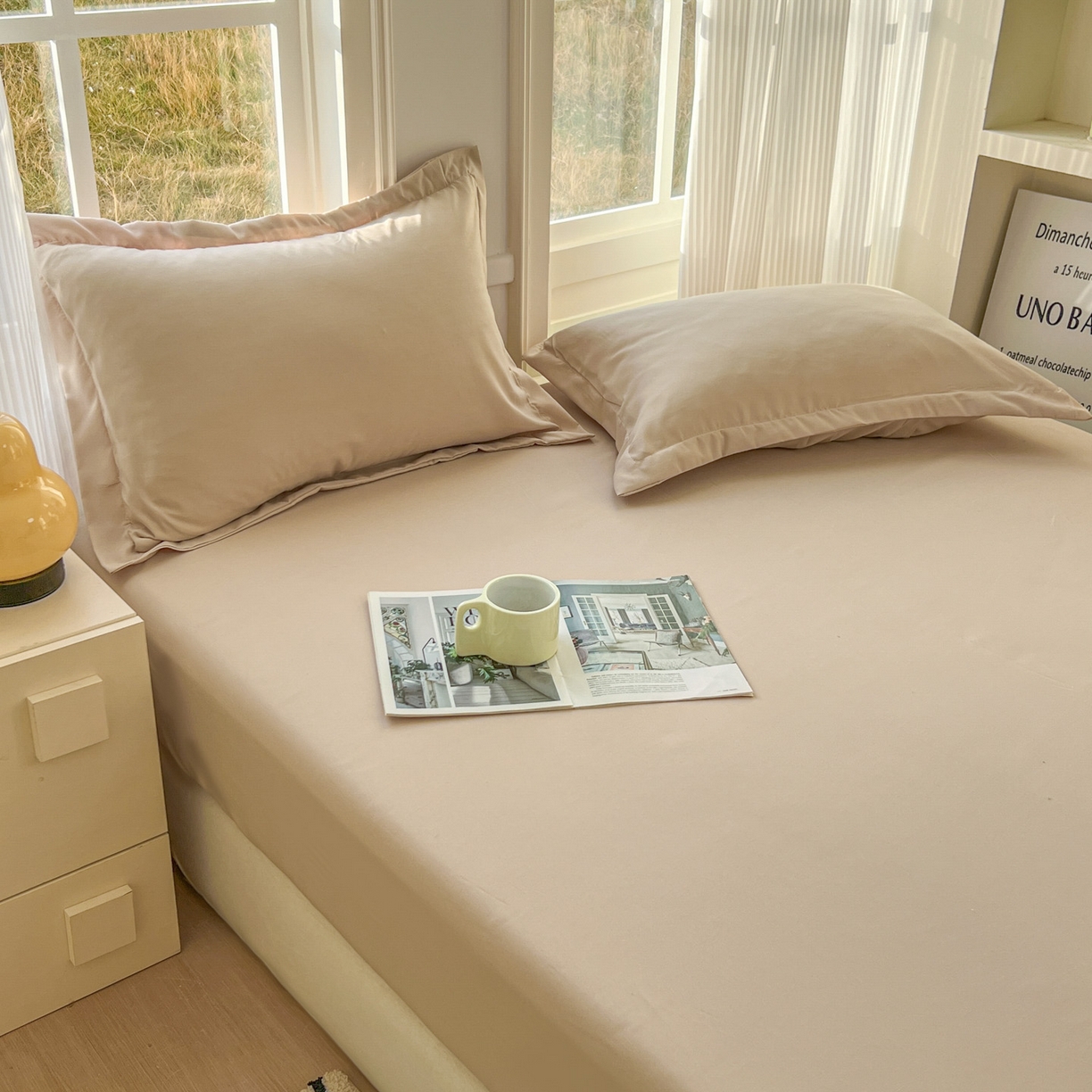 91家纺网 家纺一手货源 找家纺 卡诗兰 2025新款外贸跨境电商亚马逊速卖通单床笠三件套欧美尺寸多多跨境平台TEMU SHEIN 卡其