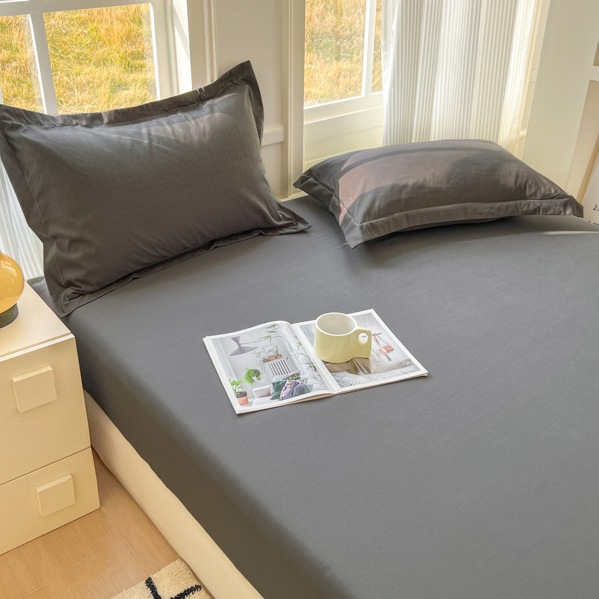 91家纺网 家纺一手货源 找家纺 卡诗兰 2025新款外贸跨境电商亚马逊速卖通单床笠三件套欧美尺寸多多跨境平台TEMU SHEIN 深灰