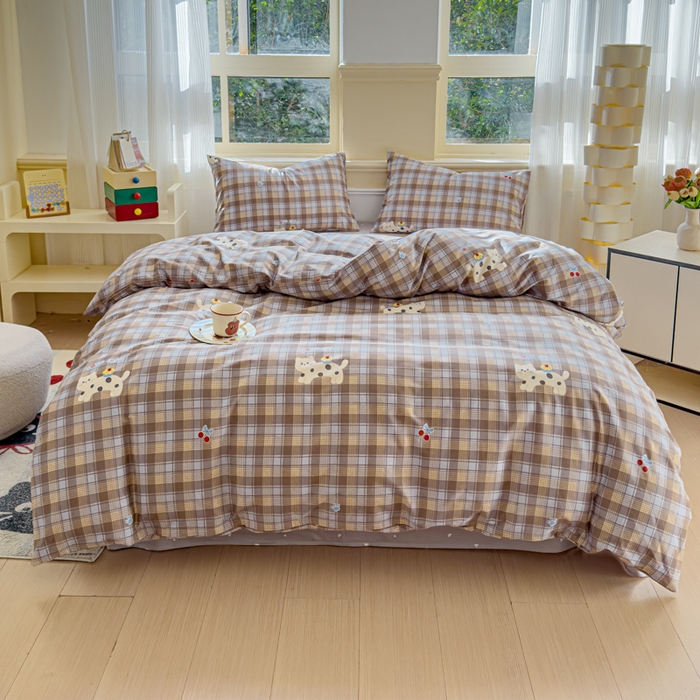 91家纺网 家纺一手货源 找家纺 感遇家纺 2026新款全棉纯棉印花13372四件套 酷猫