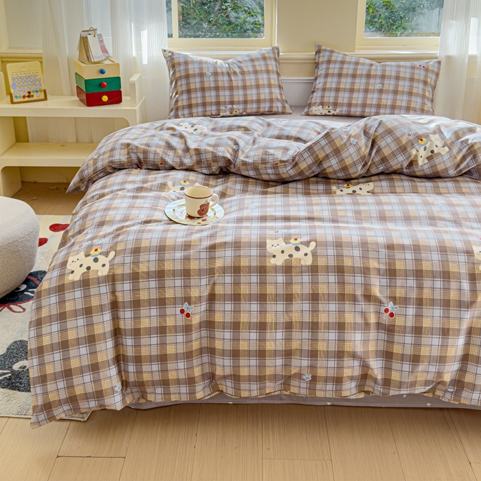 91家纺网 家纺一手货源 找家纺 感遇家纺 2026新款全棉纯棉印花13372四件套 酷猫