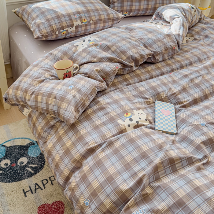 91家纺网 家纺一手货源 找家纺 感遇家纺 2026新款全棉纯棉印花13372四件套 酷猫