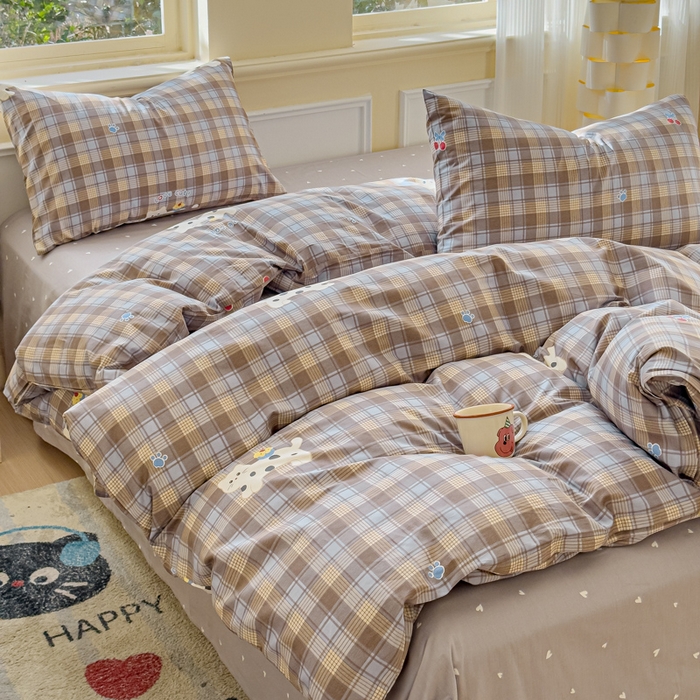 91家纺网 家纺一手货源 找家纺 感遇家纺 2026新款全棉纯棉印花13372四件套 酷猫