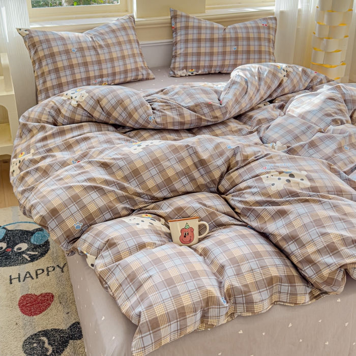 91家纺网 家纺一手货源 找家纺 感遇家纺 2026新款全棉纯棉印花13372四件套 酷猫