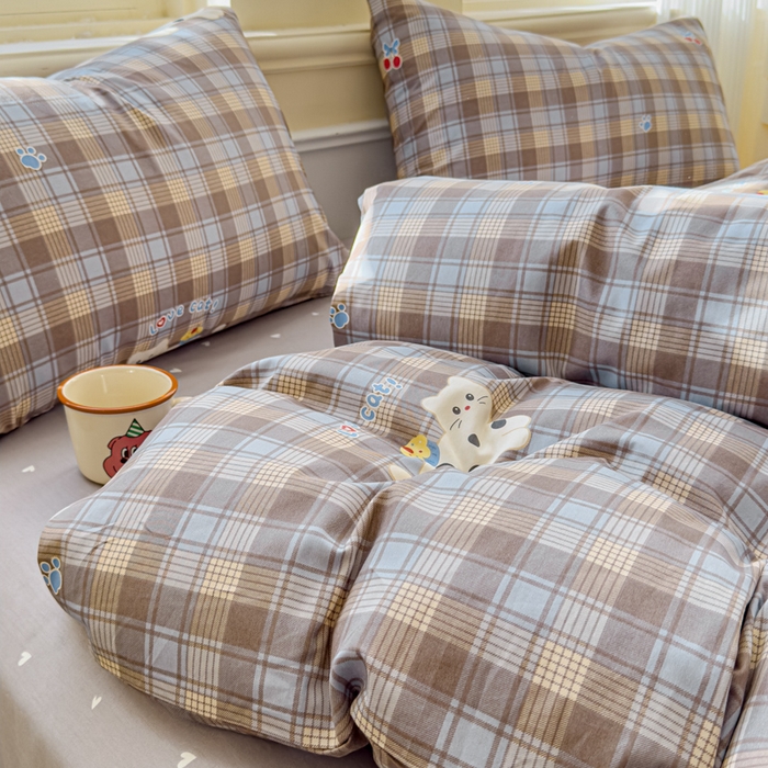 91家纺网 家纺一手货源 找家纺 感遇家纺 2026新款全棉纯棉印花13372四件套 酷猫