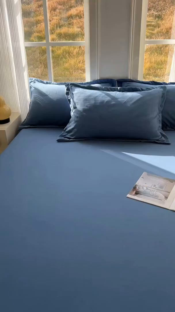 91家纺网 家纺一手货源 找家纺 卡诗兰 2025新款外贸跨境电商亚马逊速卖通单床笠三件套欧美尺寸多多跨境平台TEMU SHEIN 海蓝