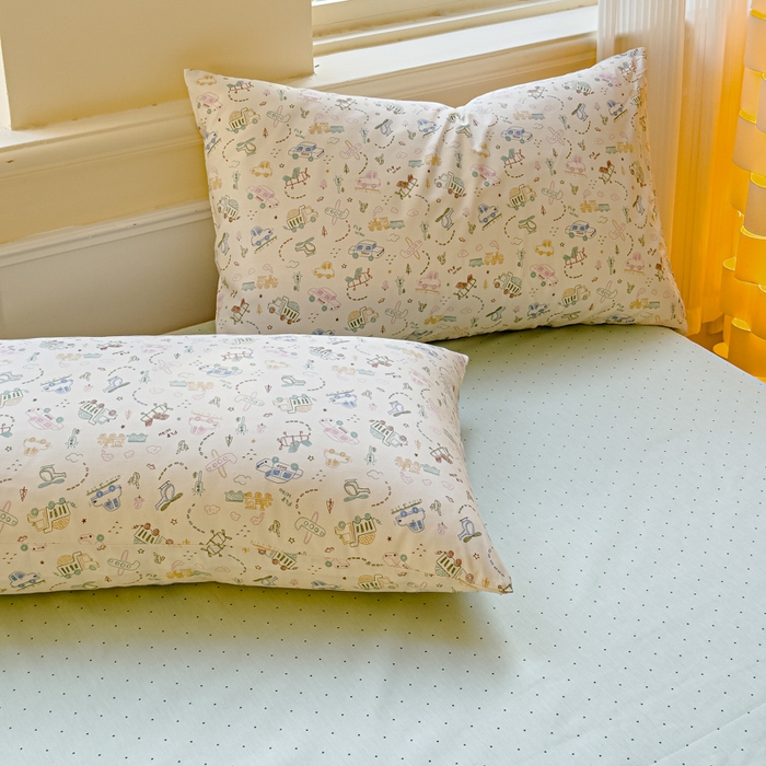 91家纺网 家纺一手货源 找家纺 感遇家纺 2026新款全棉纯棉印花13372四件套 蜡笔汽车