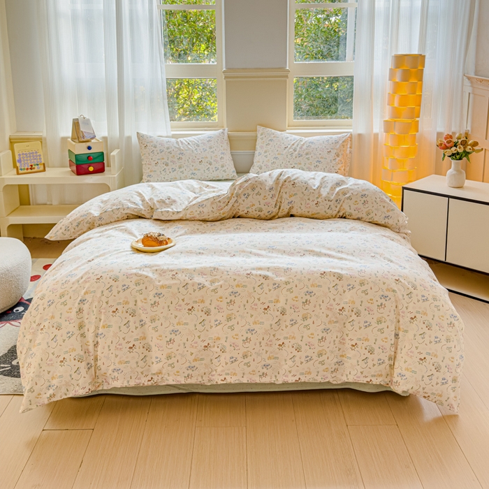 91家纺网 家纺一手货源 找家纺 感遇家纺 2026新款全棉纯棉印花13372四件套 蜡笔汽车