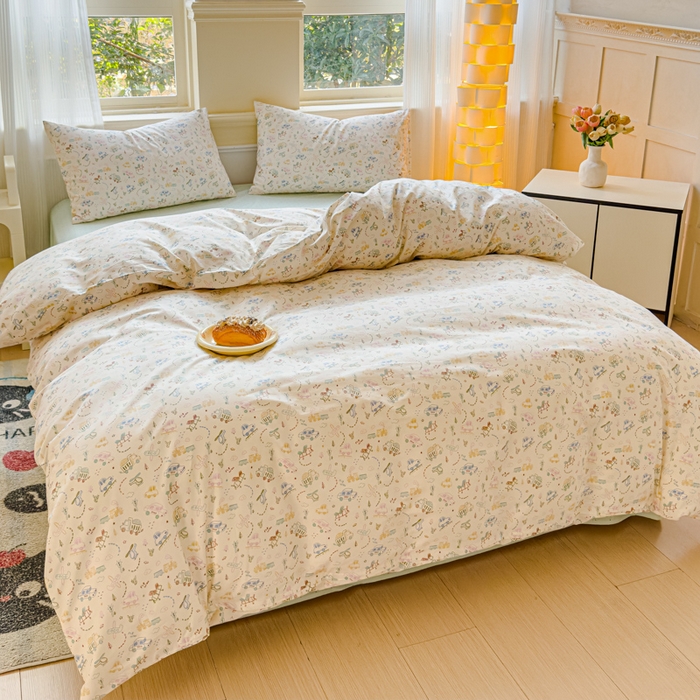 91家纺网 家纺一手货源 找家纺 感遇家纺 2026新款全棉纯棉印花13372四件套 蜡笔汽车