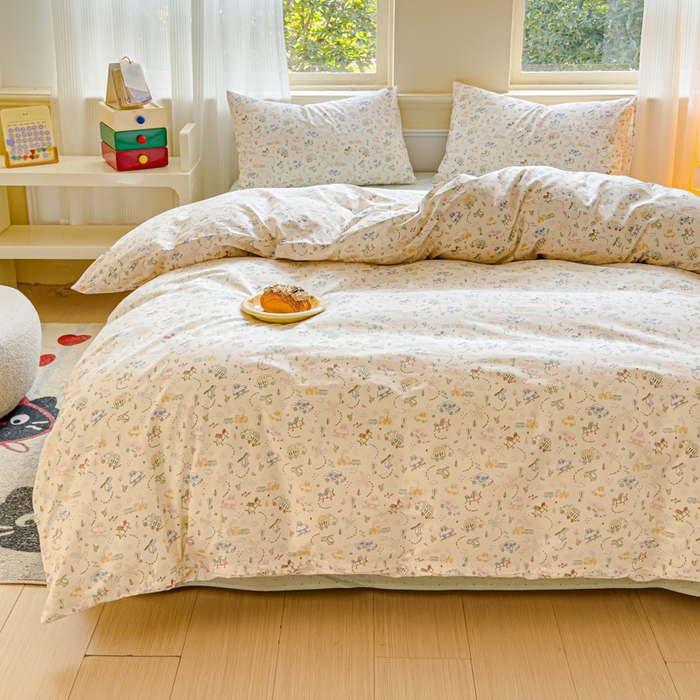 91家纺网 家纺一手货源 找家纺 感遇家纺 2026新款全棉纯棉印花13372四件套 蜡笔汽车