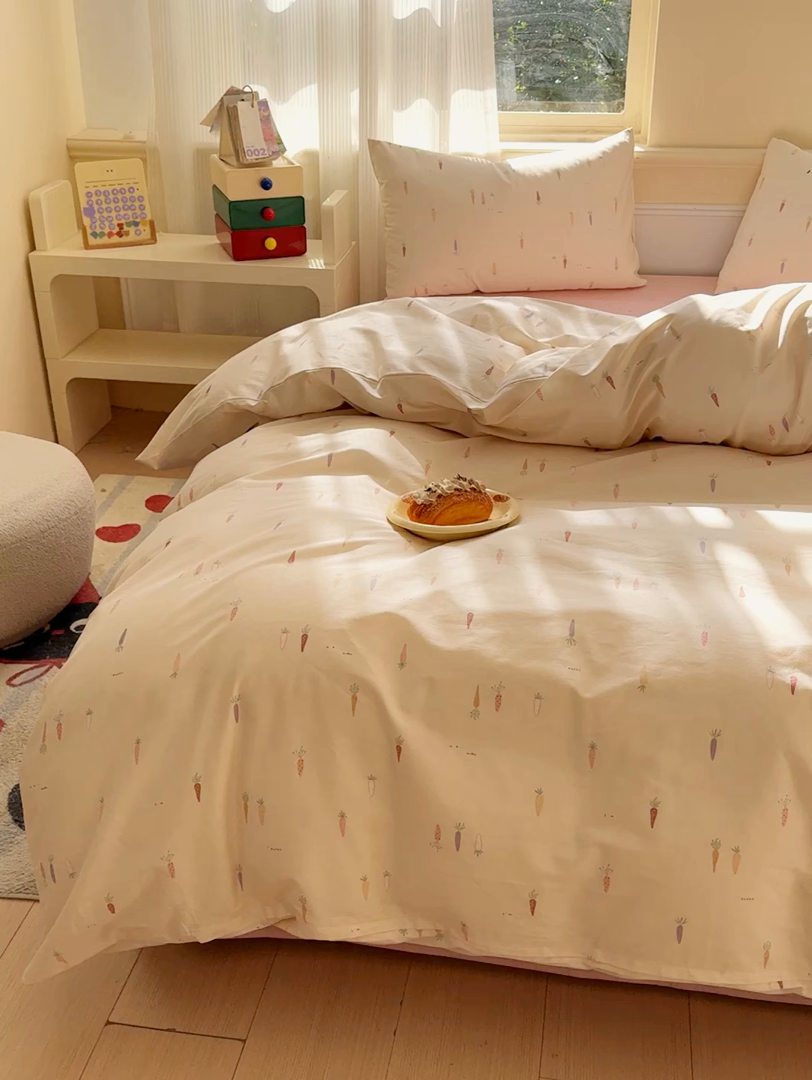 91家纺网 家纺一手货源 找家纺 感遇家纺 2026新款全棉纯棉印花13372四件套 萝卜好吃