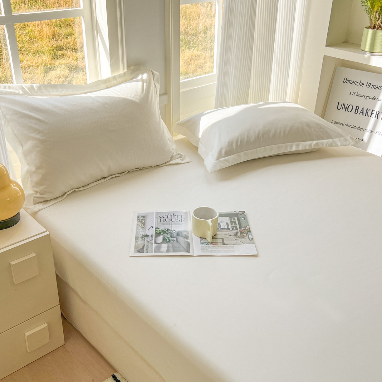 91家纺网 家纺一手货源 找家纺 卡诗兰 2025新款外贸跨境电商亚马逊速卖通单床笠三件套欧美尺寸多多跨境平台TEMU SHEIN 米白