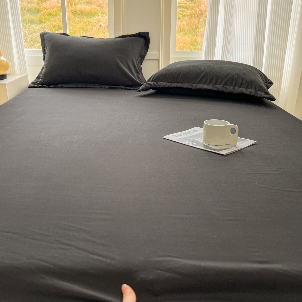 91家纺网 家纺一手货源 找家纺 卡诗兰 2025新款外贸跨境电商亚马逊速卖通单床笠三件套欧美尺寸多多跨境平台TEMU SHEIN 墨黑