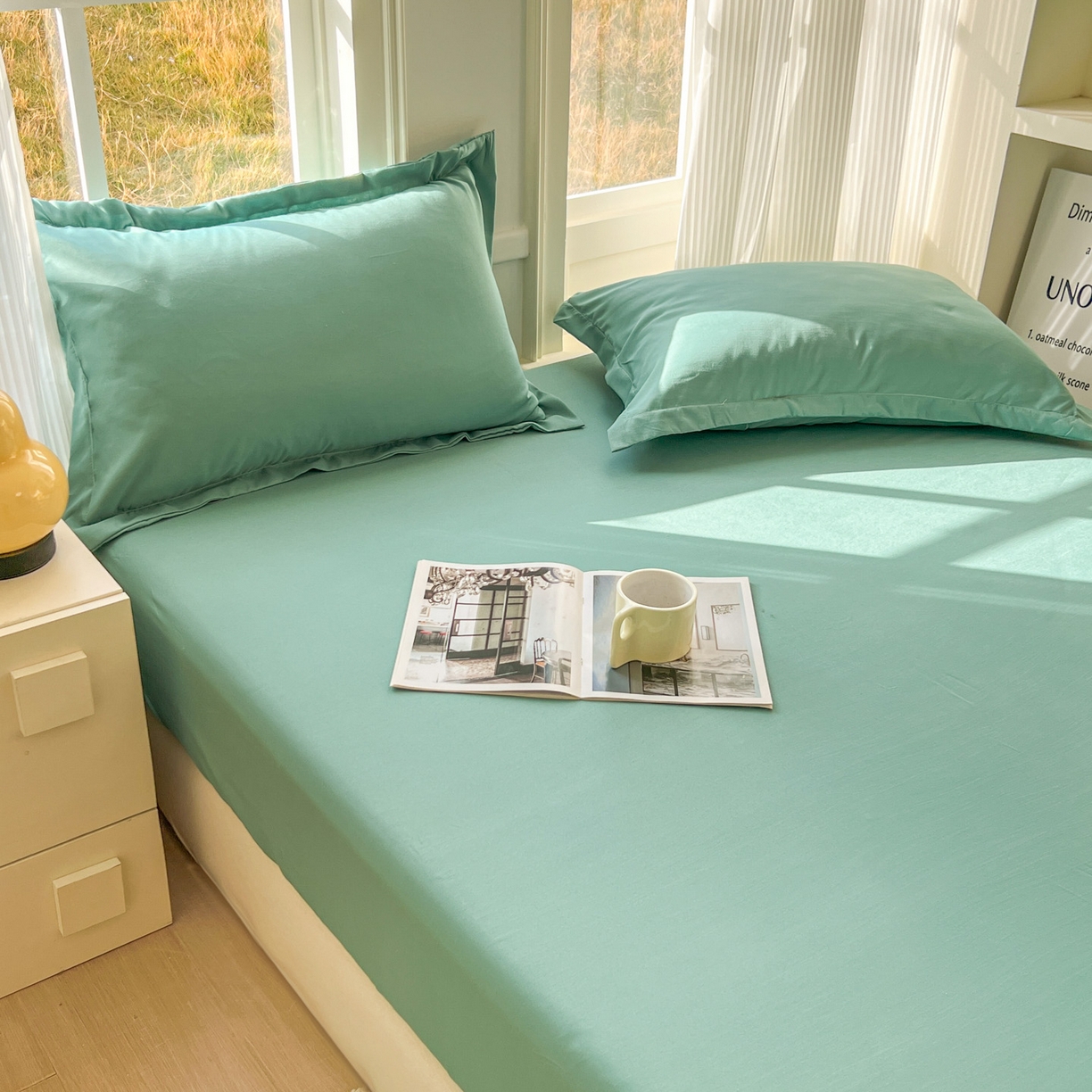 91家纺网 家纺一手货源 找家纺 卡诗兰 2025新款外贸跨境电商亚马逊速卖通单床笠三件套欧美尺寸多多跨境平台TEMU SHEIN 松绿