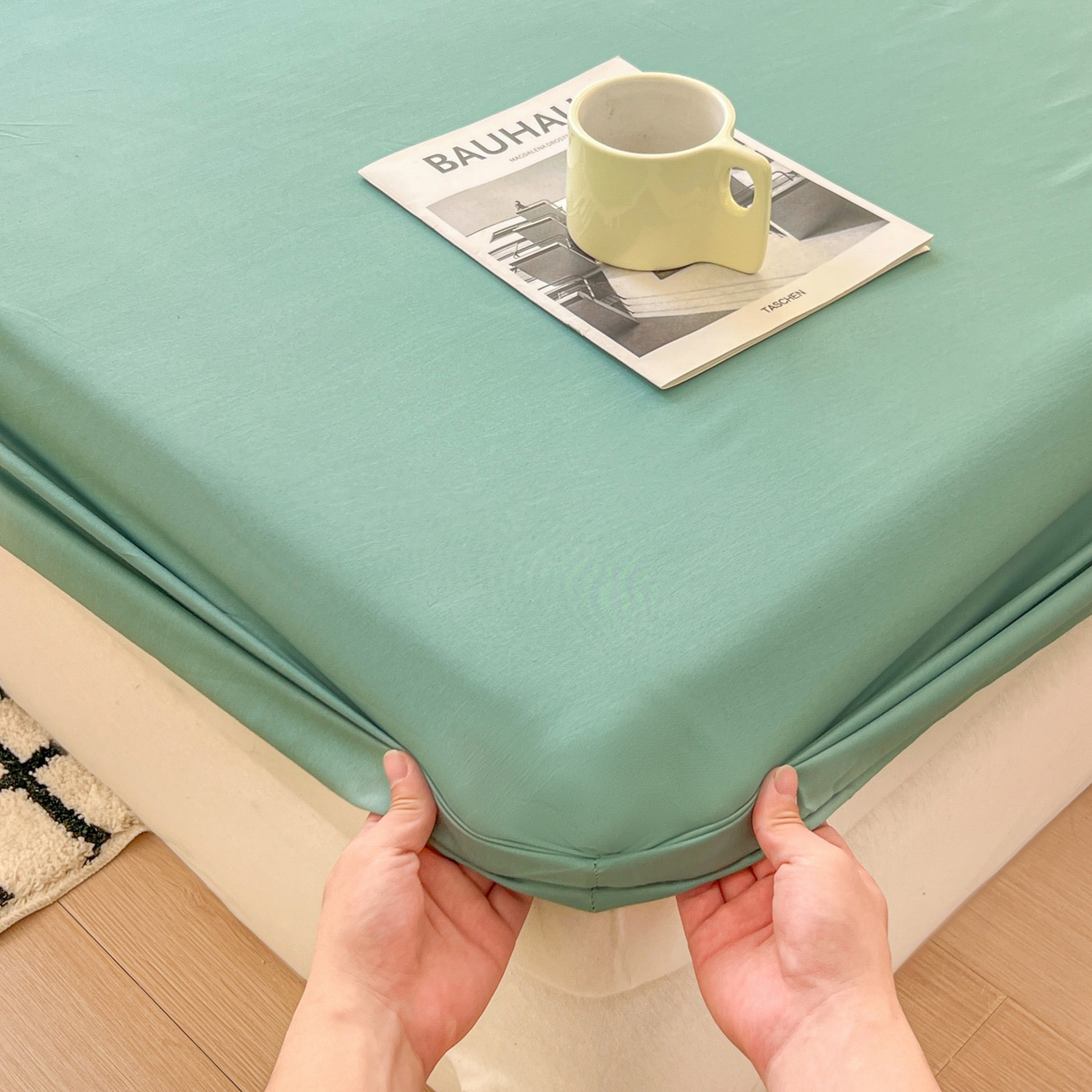 91家纺网 家纺一手货源 找家纺 卡诗兰 2025新款外贸跨境电商亚马逊速卖通单床笠三件套欧美尺寸多多跨境平台TEMU SHEIN 松绿