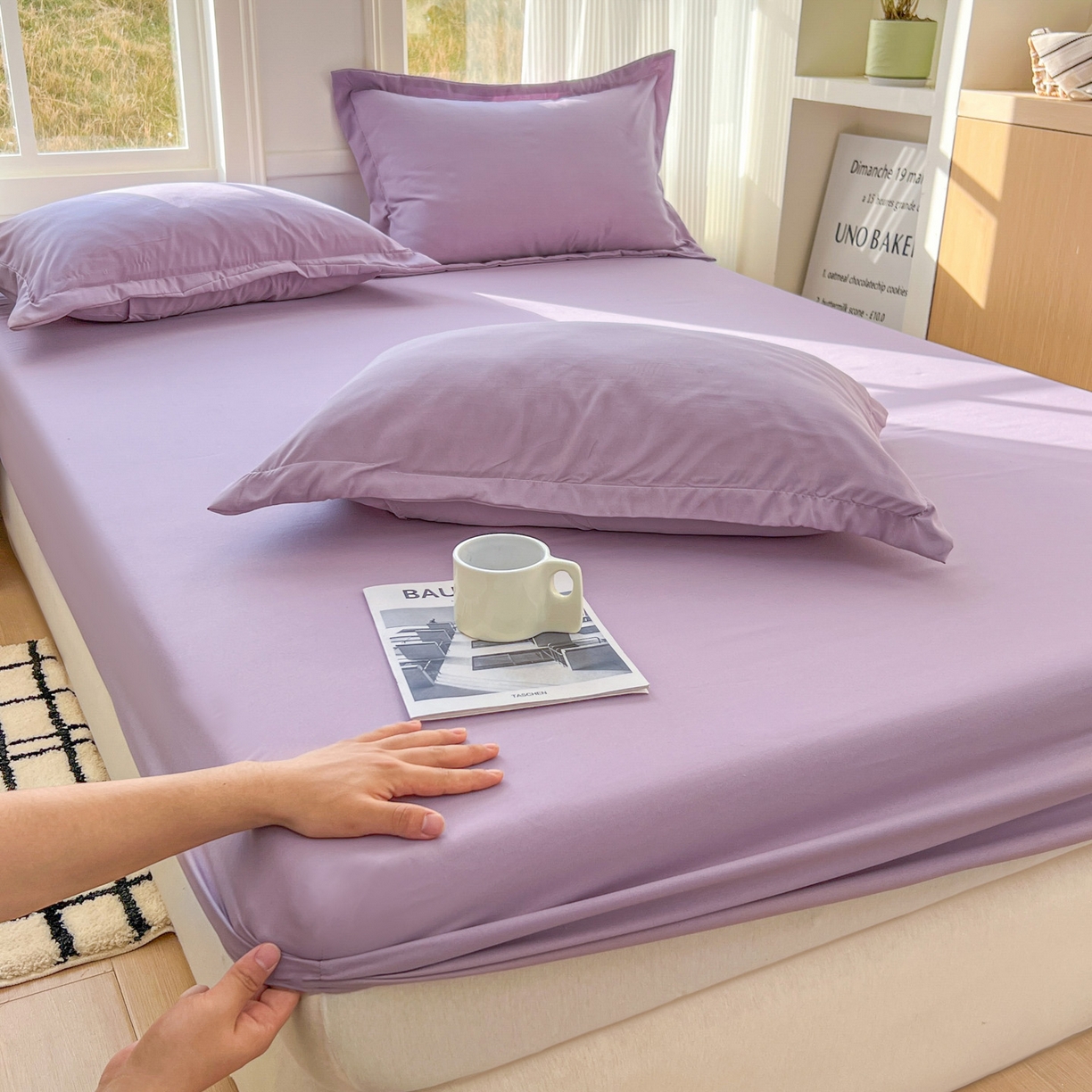 91家纺网 家纺一手货源 找家纺 卡诗兰 2025新款外贸跨境电商亚马逊速卖通单床笠三件套欧美尺寸多多跨境平台TEMU SHEIN 藤紫