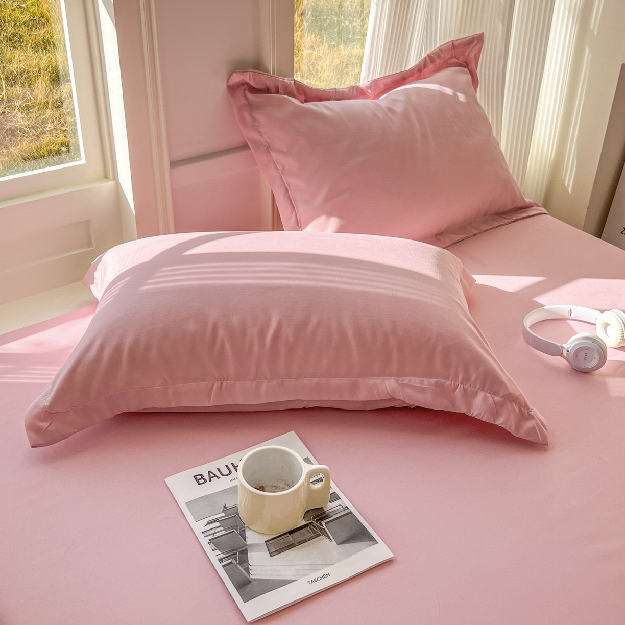 91家纺网 家纺一手货源 找家纺 卡诗兰 2025新款外贸跨境电商亚马逊速卖通单床笠三件套欧美尺寸多多跨境平台TEMU SHEIN 桃花粉