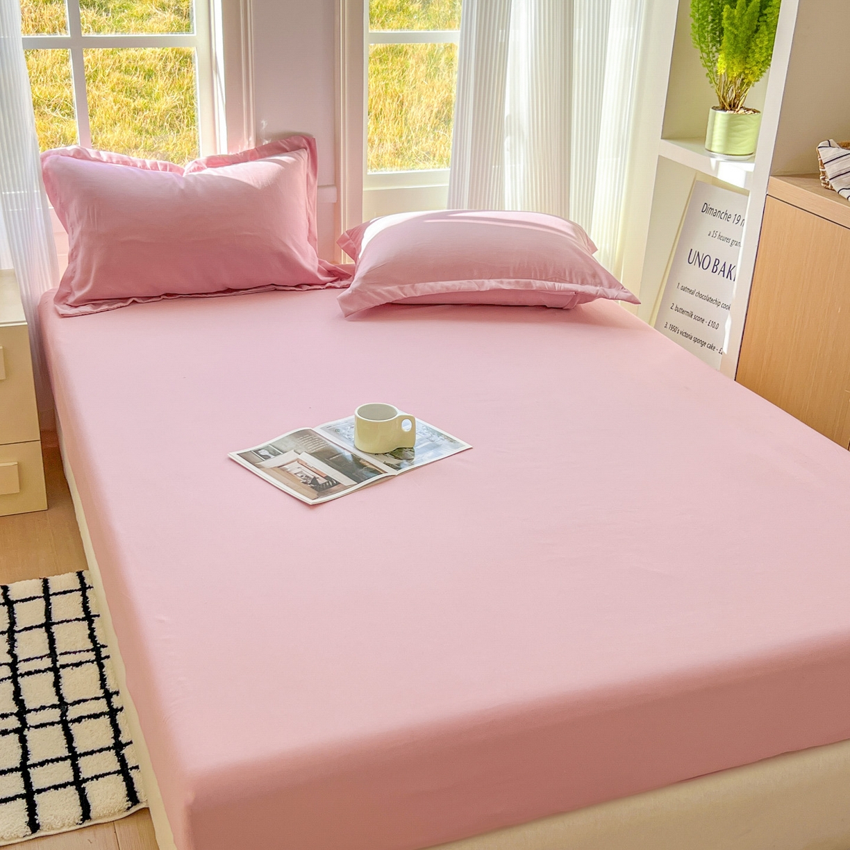 91家纺网 家纺一手货源 找家纺 卡诗兰 2025新款外贸跨境电商亚马逊速卖通单床笠三件套欧美尺寸多多跨境平台TEMU SHEIN 桃花粉