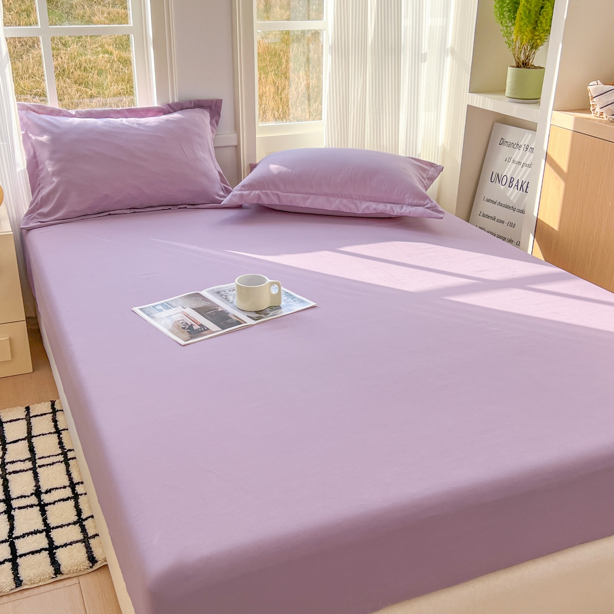 91家纺网 家纺一手货源 找家纺 卡诗兰 2025新款外贸跨境电商亚马逊速卖通单床笠三件套欧美尺寸多多跨境平台TEMU SHEIN 藤紫