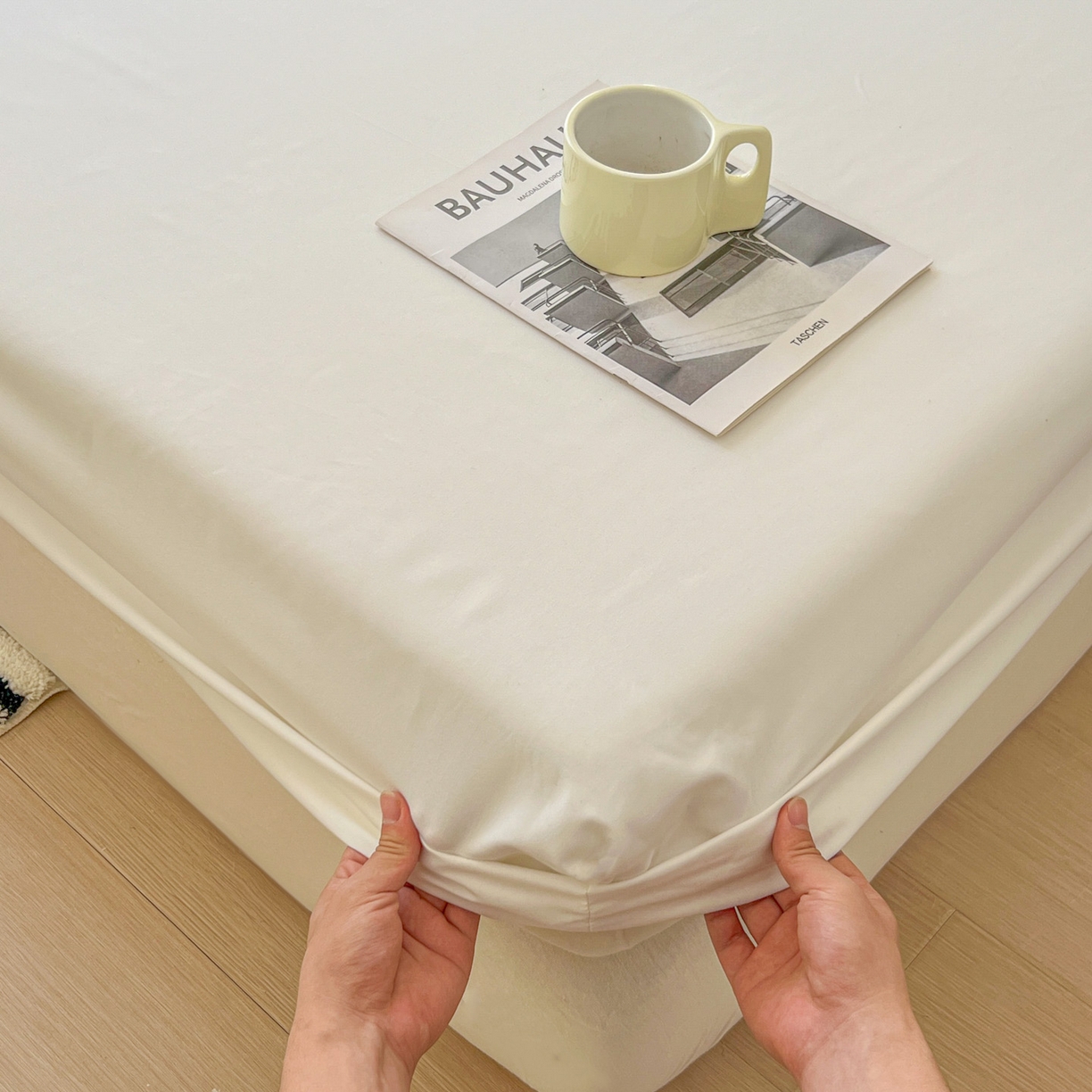 91家纺网 家纺一手货源 找家纺 卡诗兰 2025新款外贸跨境电商亚马逊速卖通单床笠三件套欧美尺寸多多跨境平台TEMU SHEIN 米白