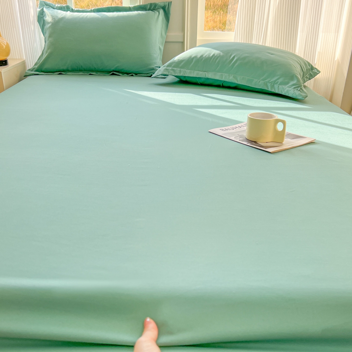 91家纺网 家纺一手货源 找家纺 卡诗兰 2025新款外贸跨境电商亚马逊速卖通单床笠三件套欧美尺寸多多跨境平台TEMU SHEIN 松绿