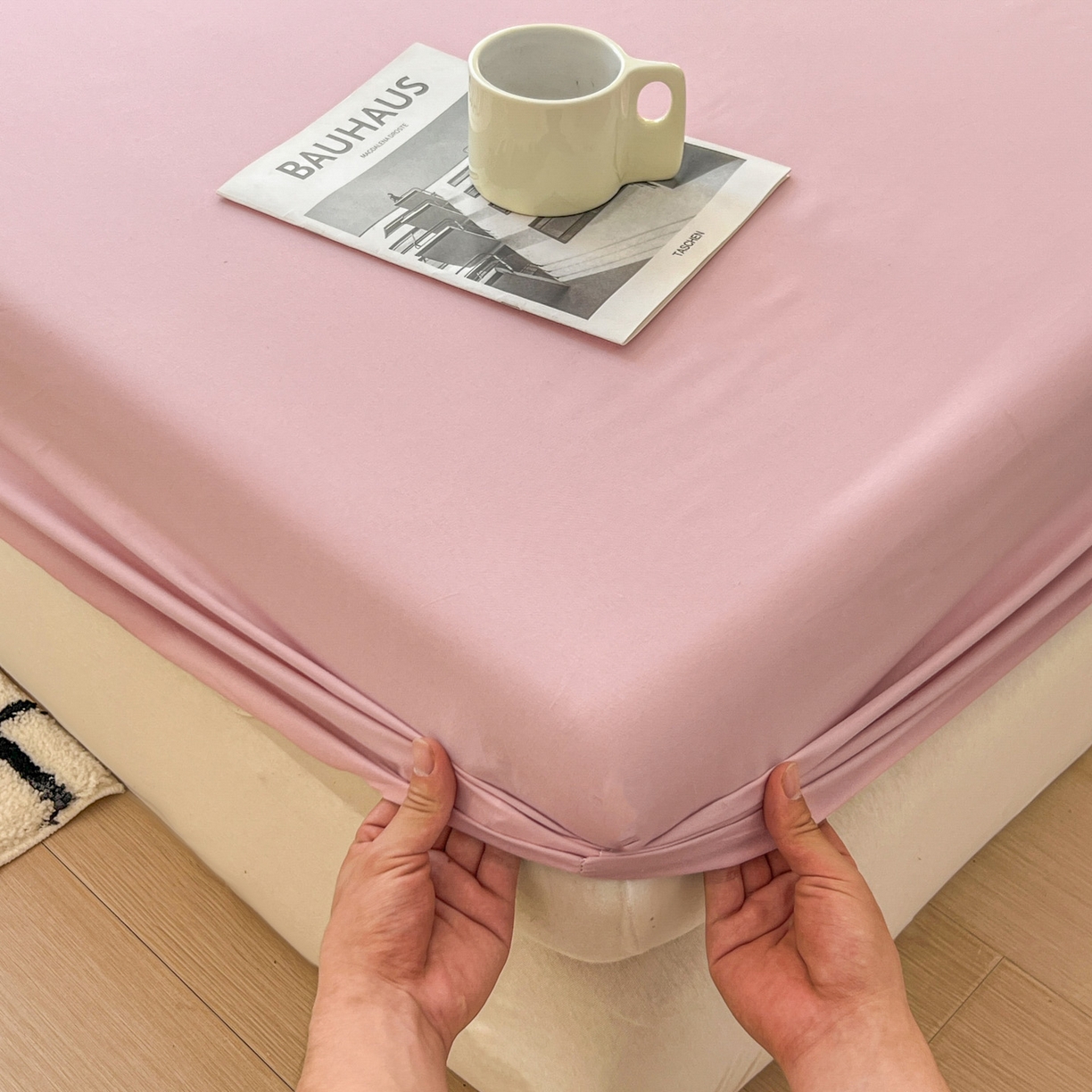 91家纺网 家纺一手货源 找家纺 卡诗兰 2025新款外贸跨境电商亚马逊速卖通单床笠三件套欧美尺寸多多跨境平台TEMU SHEIN 桃花粉