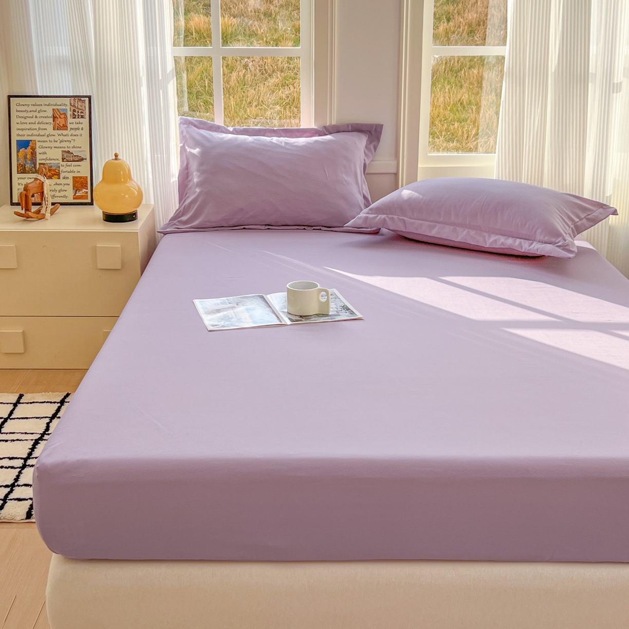 91家纺网 家纺一手货源 找家纺 卡诗兰 2025新款外贸跨境电商亚马逊速卖通单床笠三件套欧美尺寸多多跨境平台TEMU SHEIN 藤紫