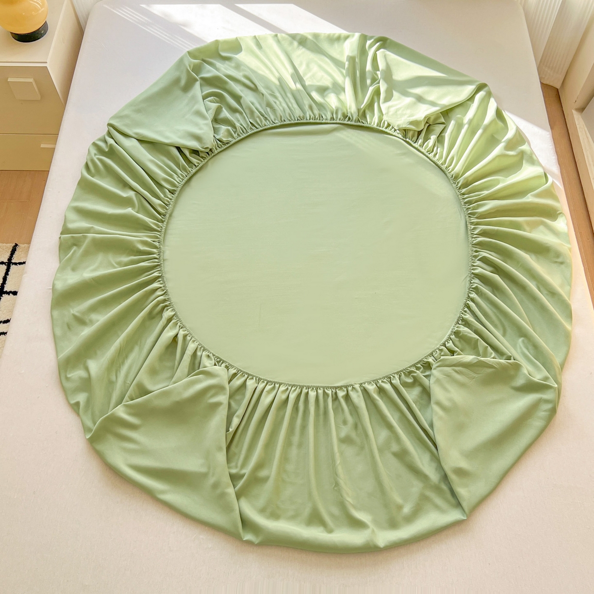 91家纺网 家纺一手货源 找家纺 卡诗兰 2025新款外贸跨境电商亚马逊速卖通单床笠三件套欧美尺寸多多跨境平台TEMU SHEIN 草绿