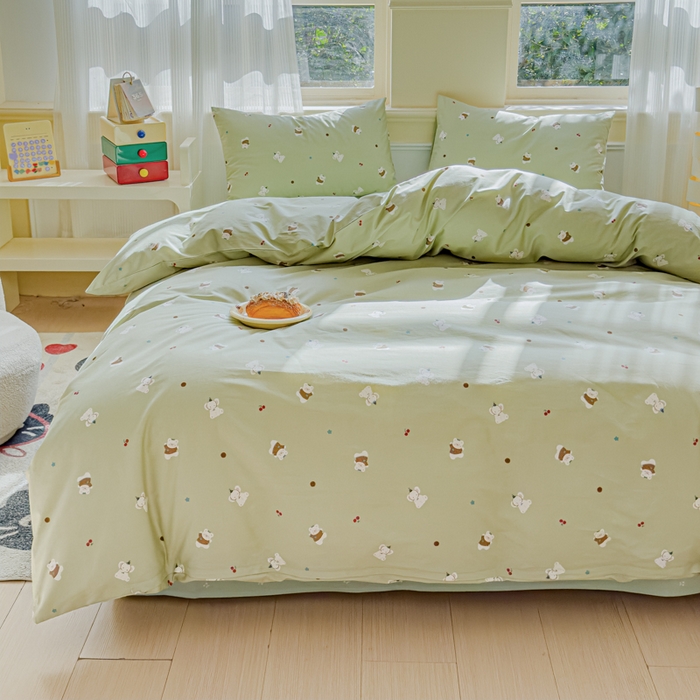 91家纺网 家纺一手货源 找家纺 感遇家纺 2026新款全棉纯棉印花13372四件套 萌小象