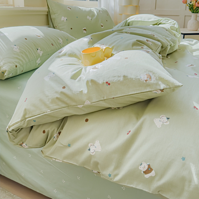 91家纺网 家纺一手货源 找家纺 感遇家纺 2026新款全棉纯棉印花13372四件套 萌小象