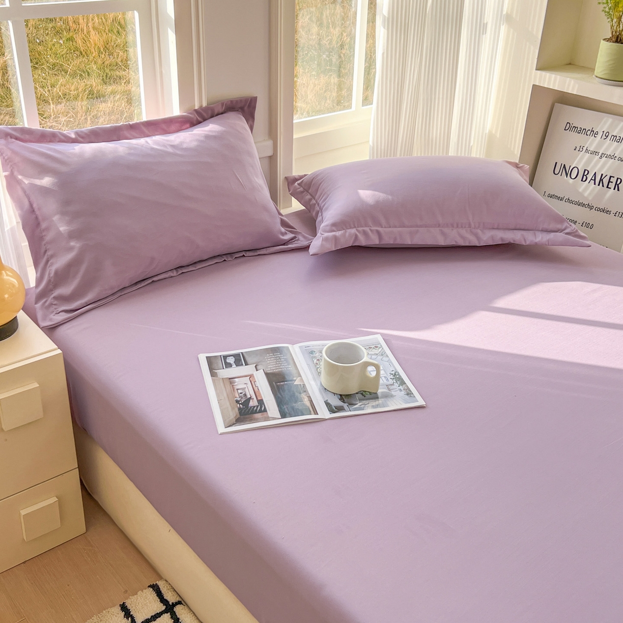 91家纺网 家纺一手货源 找家纺 卡诗兰 2025新款外贸跨境电商亚马逊速卖通单床笠三件套欧美尺寸多多跨境平台TEMU SHEIN 藤紫