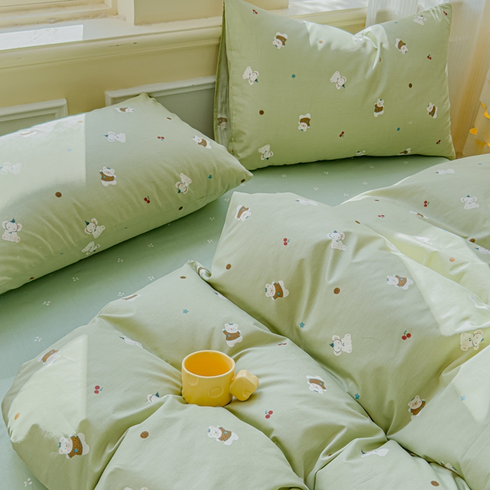 91家纺网 家纺一手货源 找家纺 感遇家纺 2026新款全棉纯棉印花13372四件套 萌小象