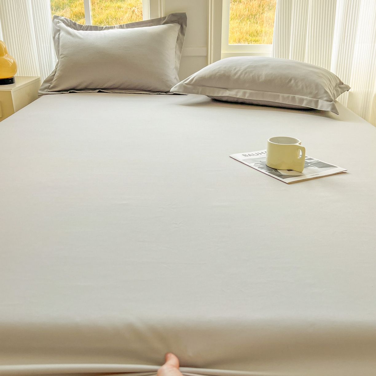 91家纺网 家纺一手货源 找家纺 卡诗兰 2025新款外贸跨境电商亚马逊速卖通单床笠三件套欧美尺寸多多跨境平台TEMU SHEIN 浅灰