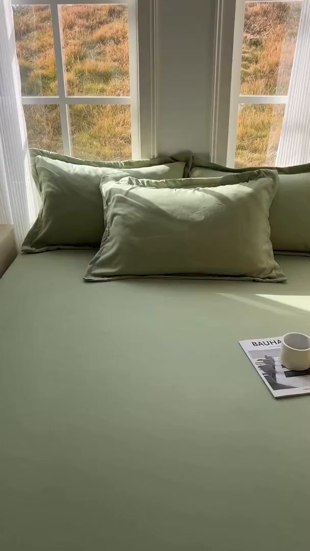 91家纺网 家纺一手货源 找家纺 卡诗兰 2025新款外贸跨境电商亚马逊速卖通单床笠三件套欧美尺寸多多跨境平台TEMU SHEIN 草绿