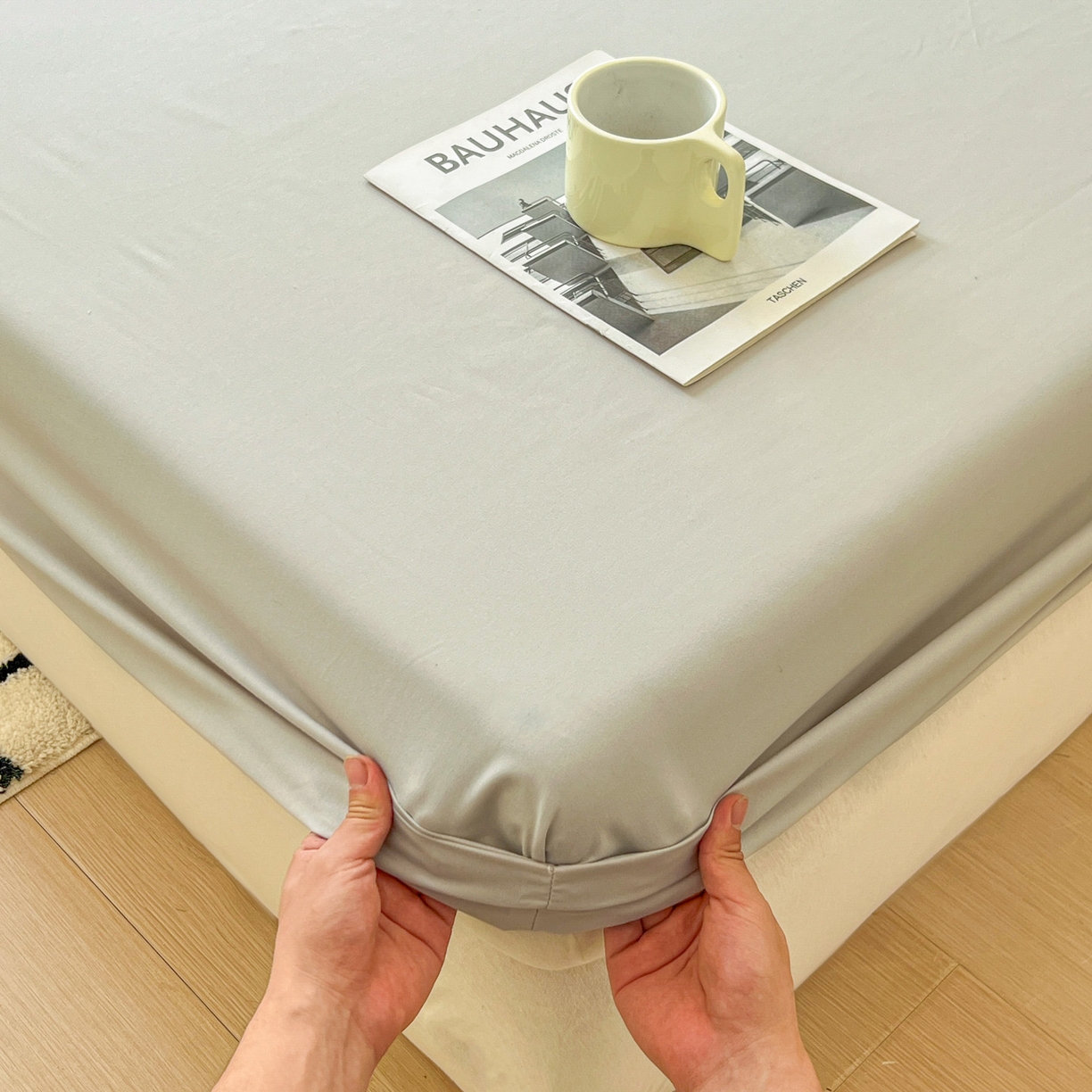 91家纺网 家纺一手货源 找家纺 卡诗兰 2025新款外贸跨境电商亚马逊速卖通单床笠三件套欧美尺寸多多跨境平台TEMU SHEIN 浅灰