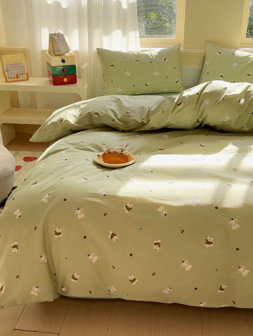 91家纺网 家纺一手货源 找家纺 感遇家纺 2026新款全棉纯棉印花13372四件套 萌小象