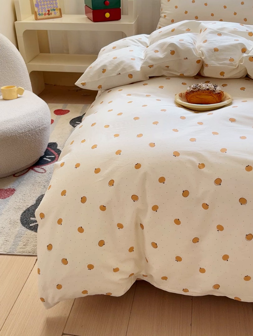 91家纺网 家纺一手货源 找家纺 感遇家纺 2026新款全棉纯棉印花13372四件套 年年有橙