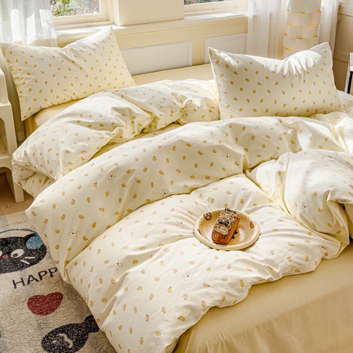 91家纺网 家纺一手货源 找家纺 感遇家纺 2026新款全棉纯棉印花13372四件套 柠檬蜜语