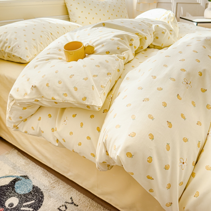 91家纺网 家纺一手货源 找家纺 感遇家纺 2026新款全棉纯棉印花13372四件套 柠檬蜜语