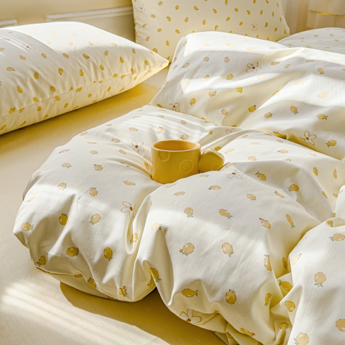 91家纺网 家纺一手货源 找家纺 感遇家纺 2026新款全棉纯棉印花13372四件套 柠檬蜜语